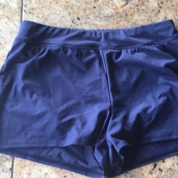 Land’s End Plus Size stretch swimsuit bottom 3" shorts panty navy blue 16 - Picture 3 of 5